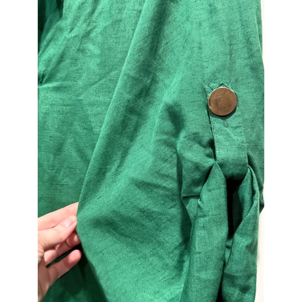 Ashley Stewart Green Linen Blend Roll Tab Sleeve Midi Dress Plus Size 26/28 NEW - Picture 5 of 5